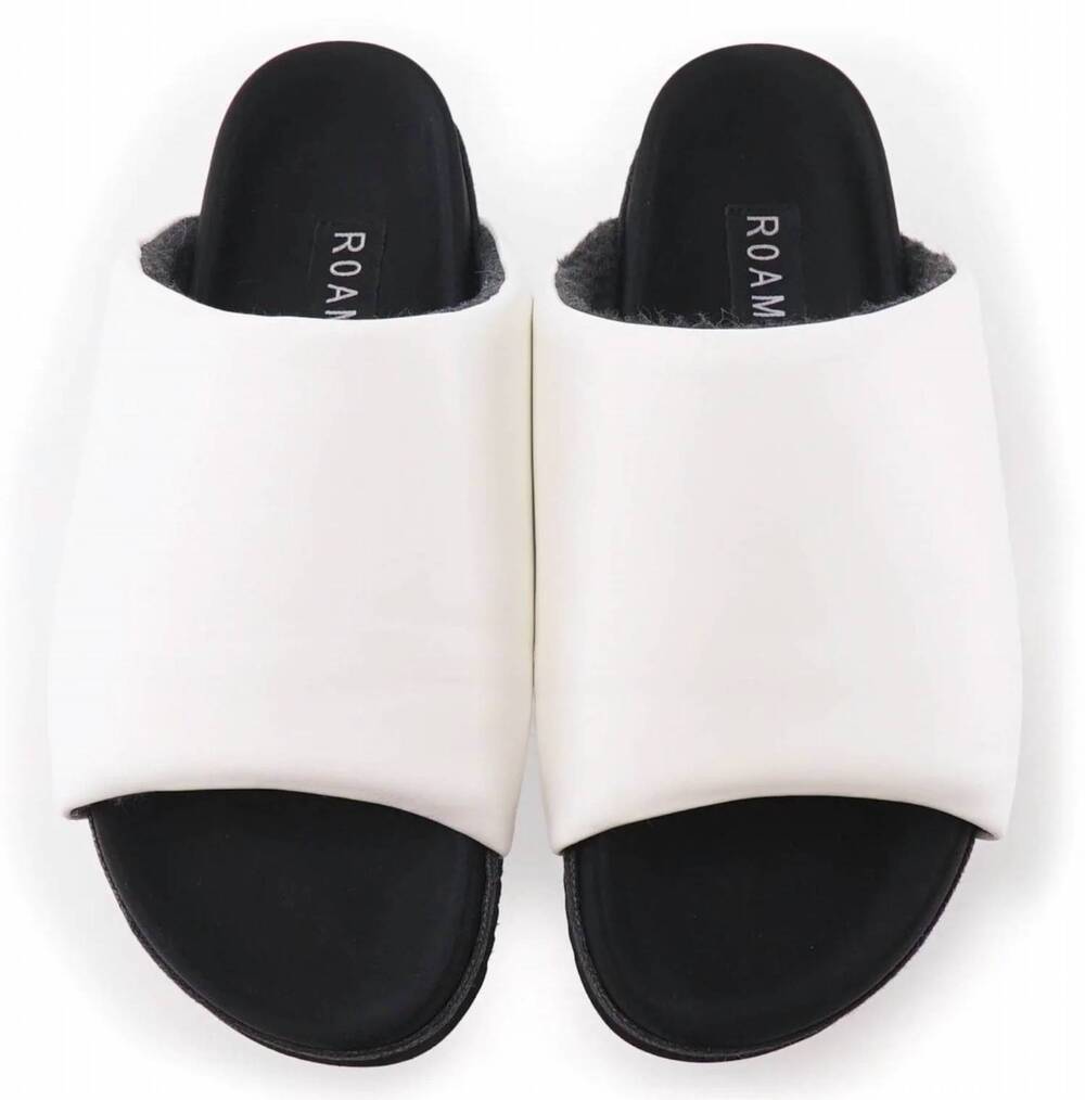 NEW ROAM women's leather slider sandal in white